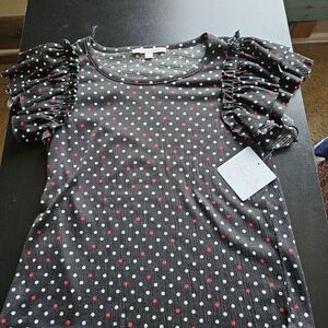 Polka Dot Ruffle Sleeve Blouse